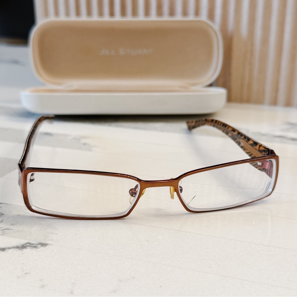 Jill Stuart Brown Rose Gold Rhinestone Frame with Case